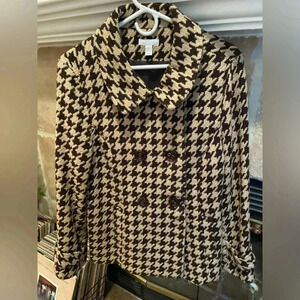 Charter Club Women’s Houndstooth Double-Breasted Wool Coat Size 16 Timeless